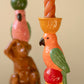 Set Of Two Ceramic Cheetah And Monkey Taper Candle Holders By Kalalou
