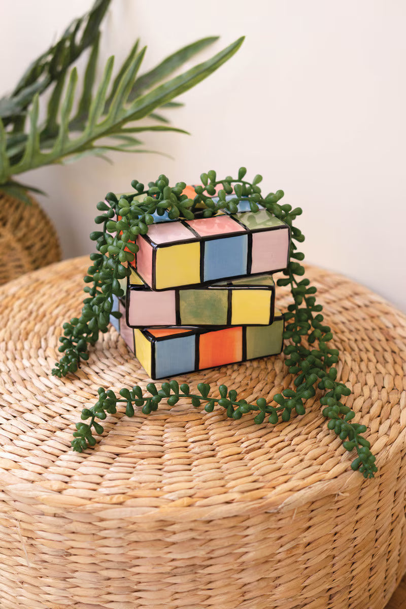 Ceramic Game Cube Bud Vase By Kalalou