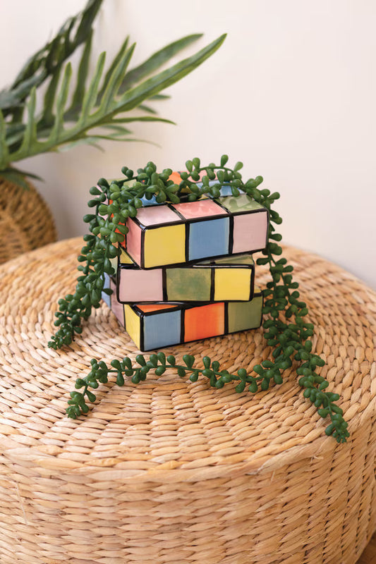 Ceramic Game Cube Bud Vase By Kalalou