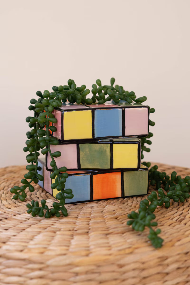 Ceramic Game Cube Bud Vase By Kalalou