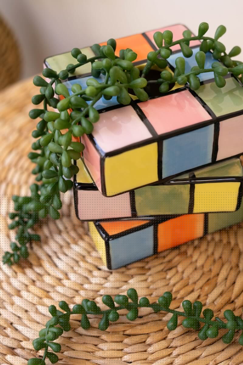Ceramic Game Cube Bud Vase By Kalalou