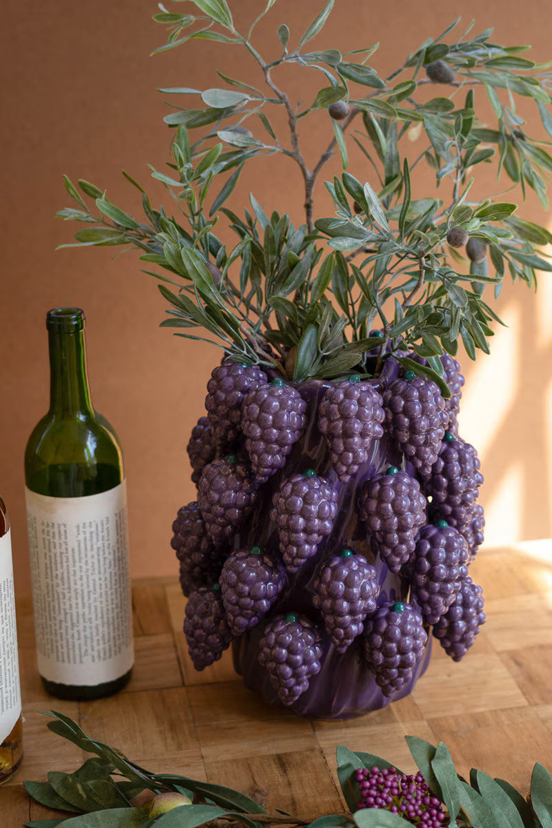 Ceramic Grapes Vase By Kalalou