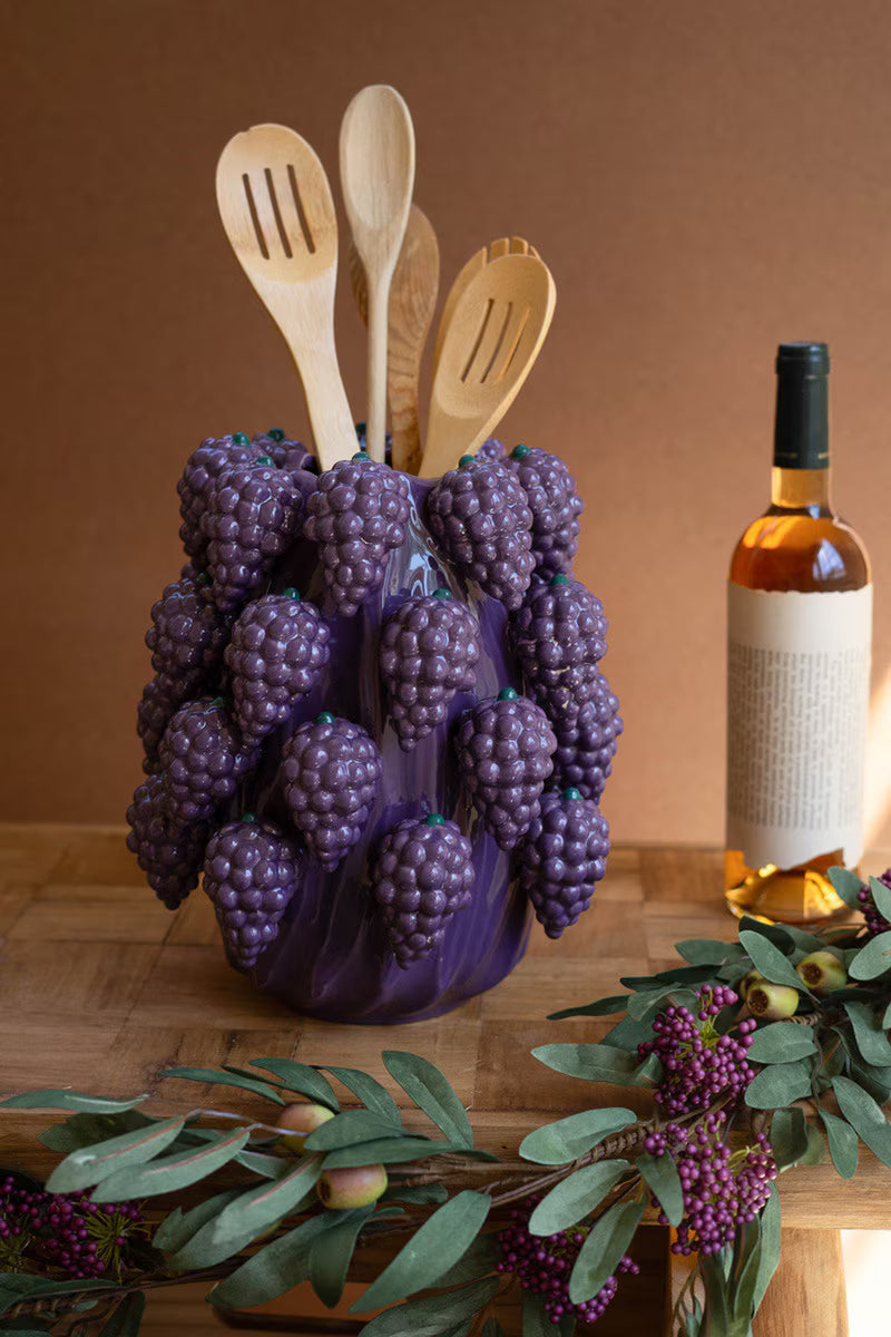 Ceramic Grapes Vase By Kalalou