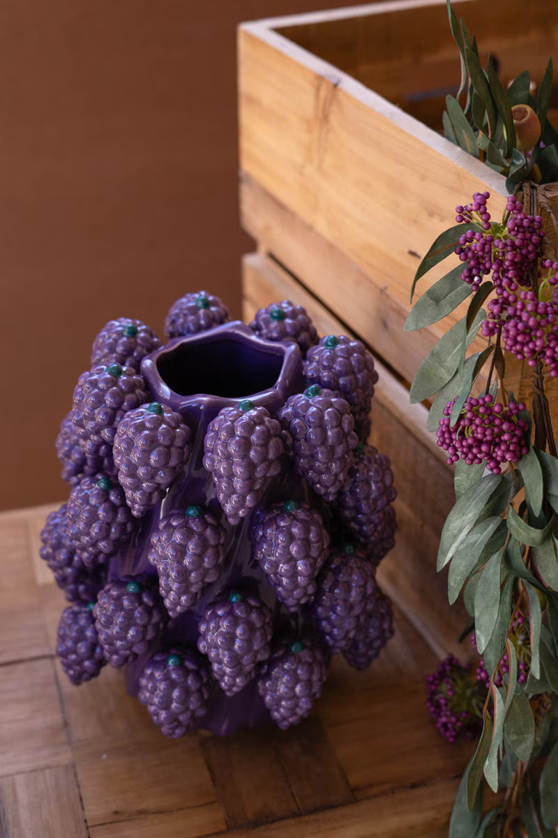 Ceramic Grapes Vase By Kalalou