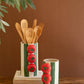 Set Of Two Ceramic Green Striped Vases With Tomatoes By Kalalou