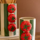 Set Of Two Ceramic Green Striped Vases With Tomatoes By Kalalou