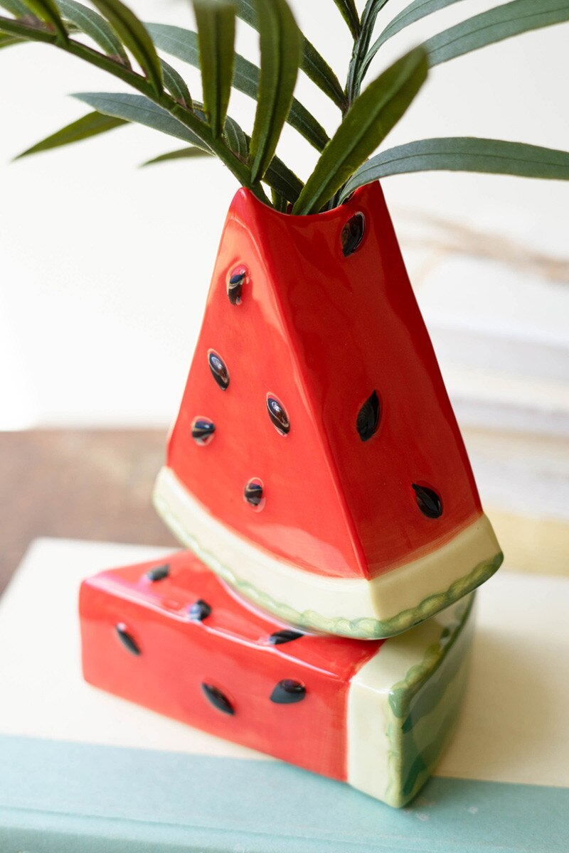 Ceramic Watermelon Bud Vase By Kalalou