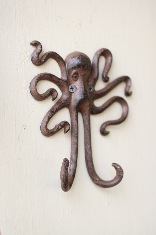 Cast Iron Octopus Wall Hook (Min 4) By Kalalou | Hooks & Racks | Modishstore