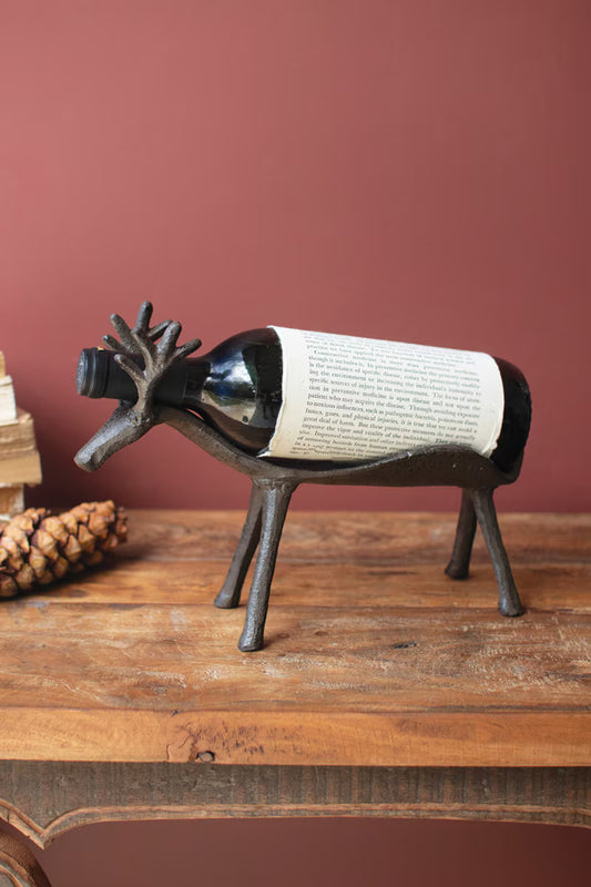 Cast Iron Reindeer Wine Bottle Holder (Min 2) By Kalalou