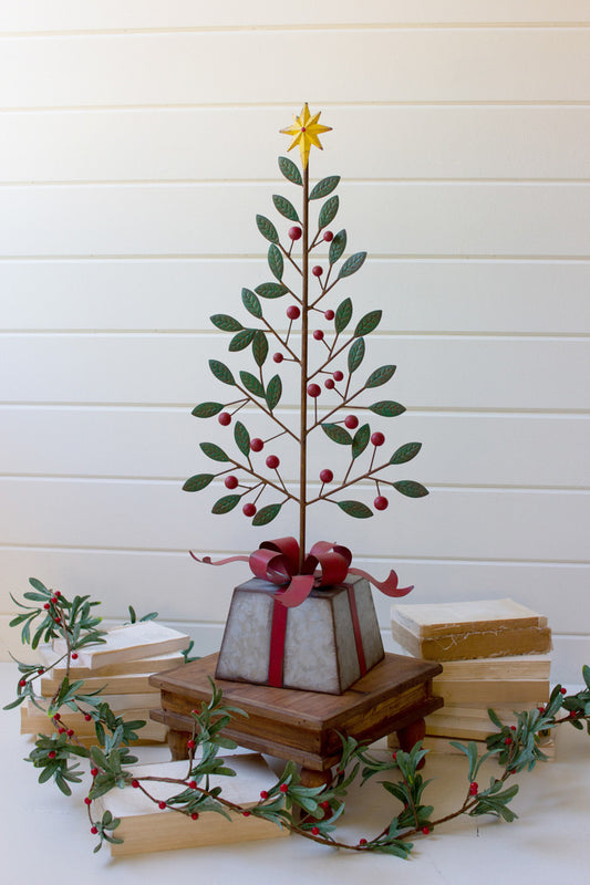 Painted Metal Christmas Tree With Gold Star By Kalalou | Christmas Trees | Modishstore