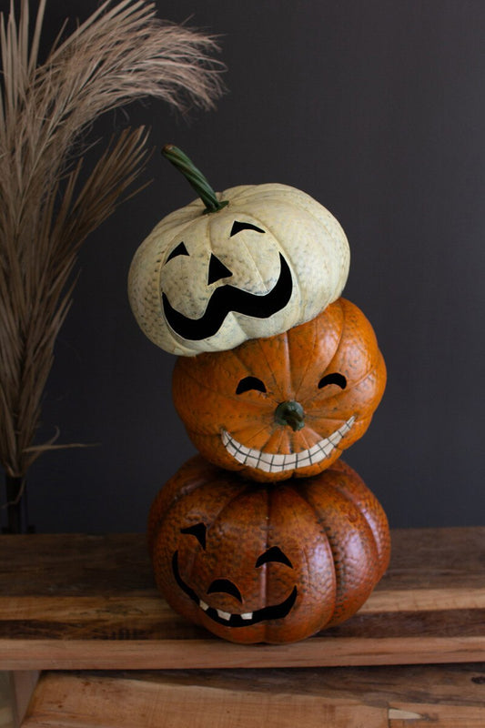 Painted Metal Halloween Stacking Jack-O-Lanterns By Kalalou
