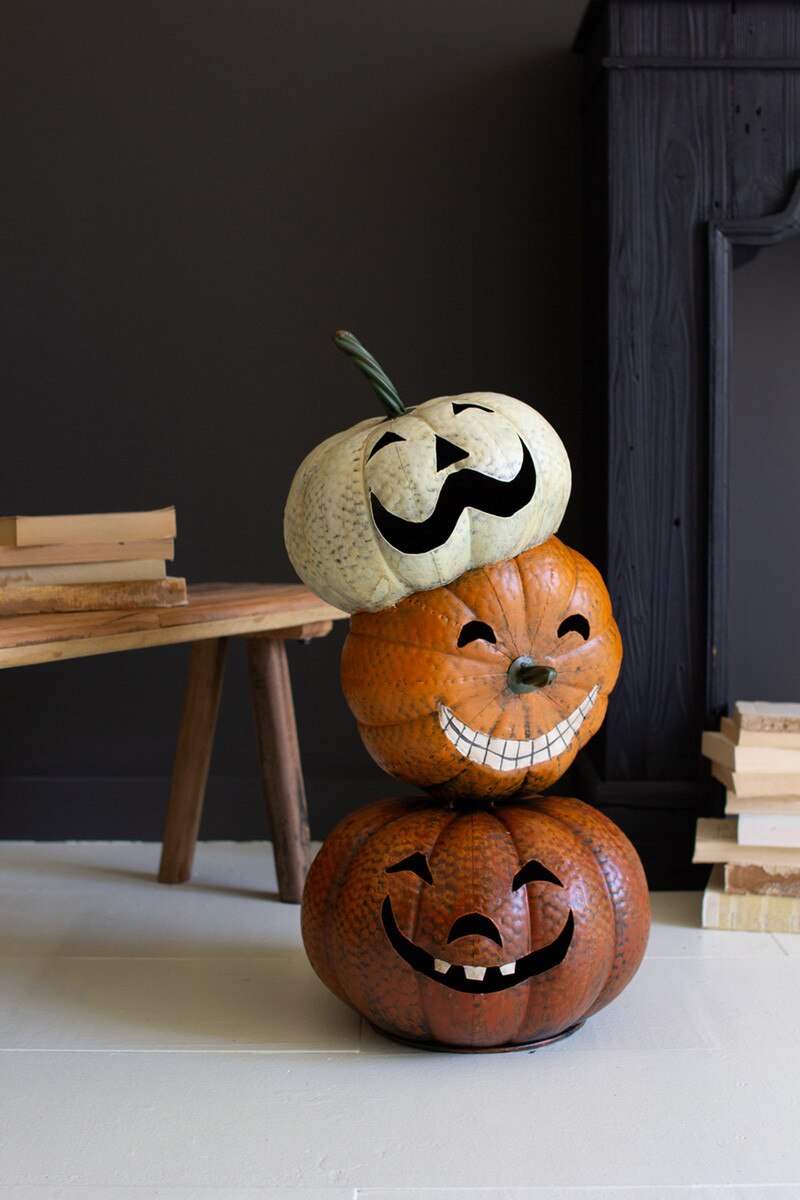 Painted Metal Halloween Stacking Jack-O-Lanterns By Kalalou