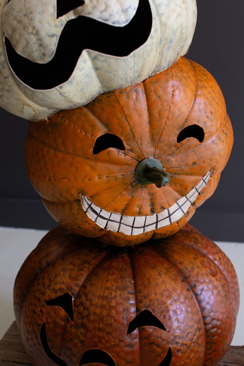 Painted Metal Halloween Stacking Jack-O-Lanterns By Kalalou