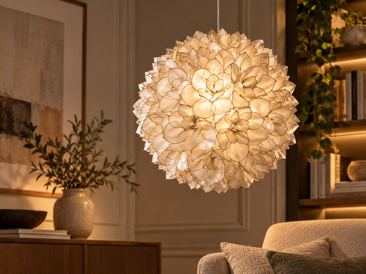 Capiz Shell Petal Chandelier Lotus Ball Pendant