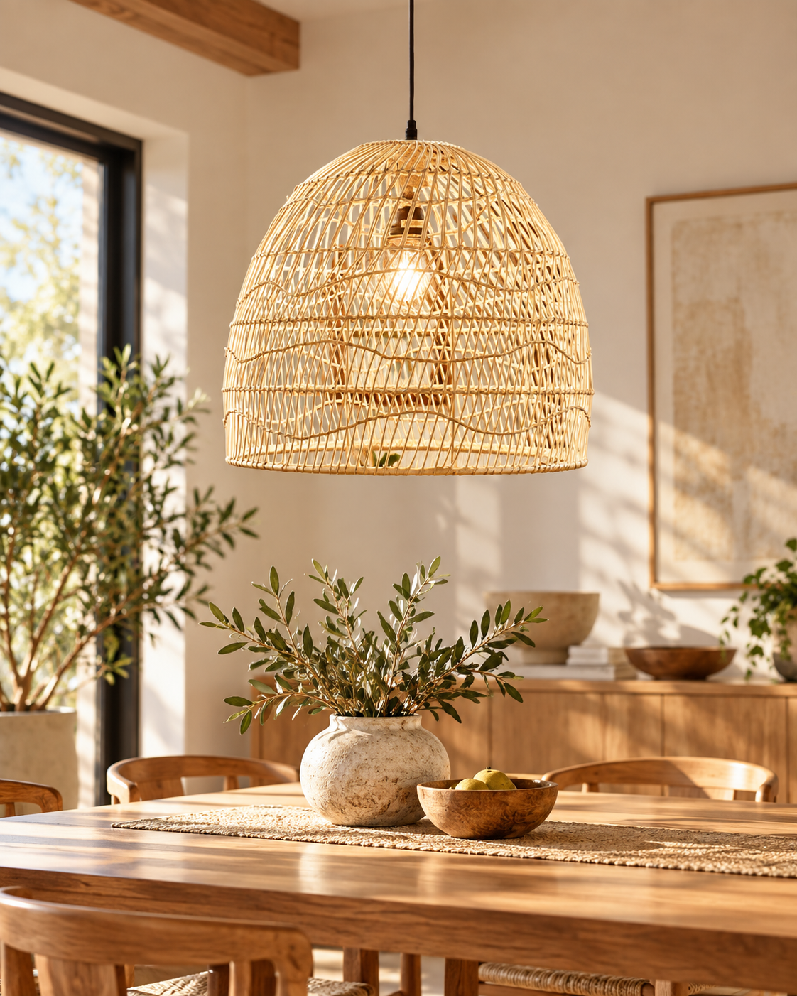 Rattan Dome  Hemp Lamp