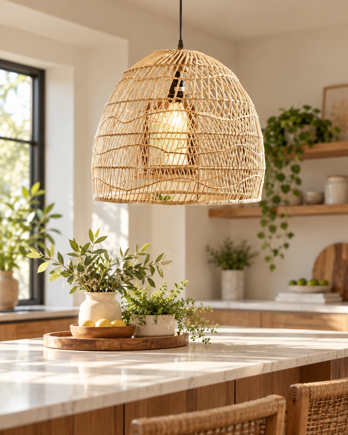 Rattan Dome  Hemp Lamp