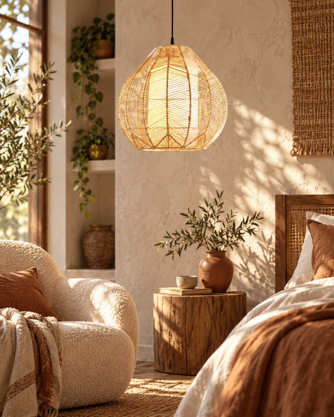 Lacey Rattan Woven Pendant Lamps- Round and Tall