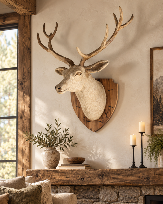 Driftwood Deer Head With Antlers- 4 ft x3 ft x 2 ft- Stag Trophy Head by Artisan Living