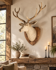 Driftwood Deer Head With Antlers- 4 ft x3 ft x 2 ft- Stag Trophy Head by Artisan Living