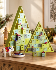 Green Advent Trees Wooden Storage