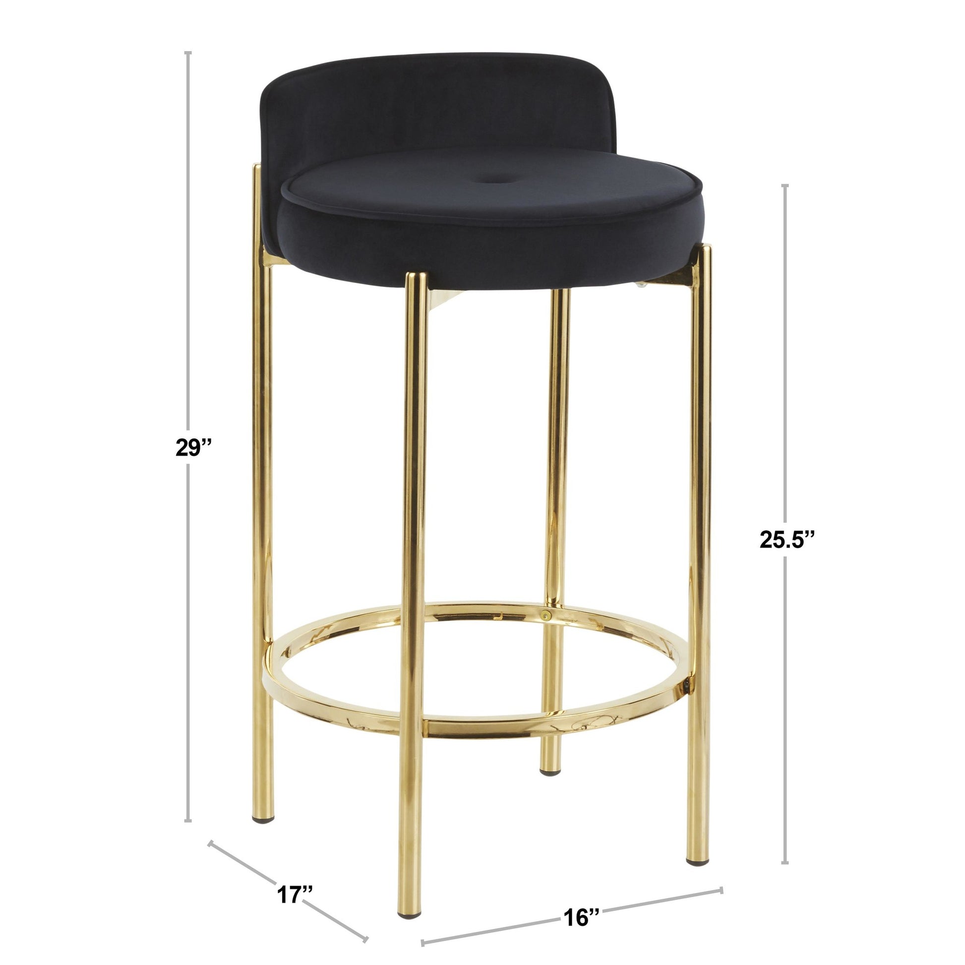 Chloe Counter Stool - Set of 2 By LumiSource - B26-CHLOE AUVBK2 | Counter Stools | Modishstore - 10