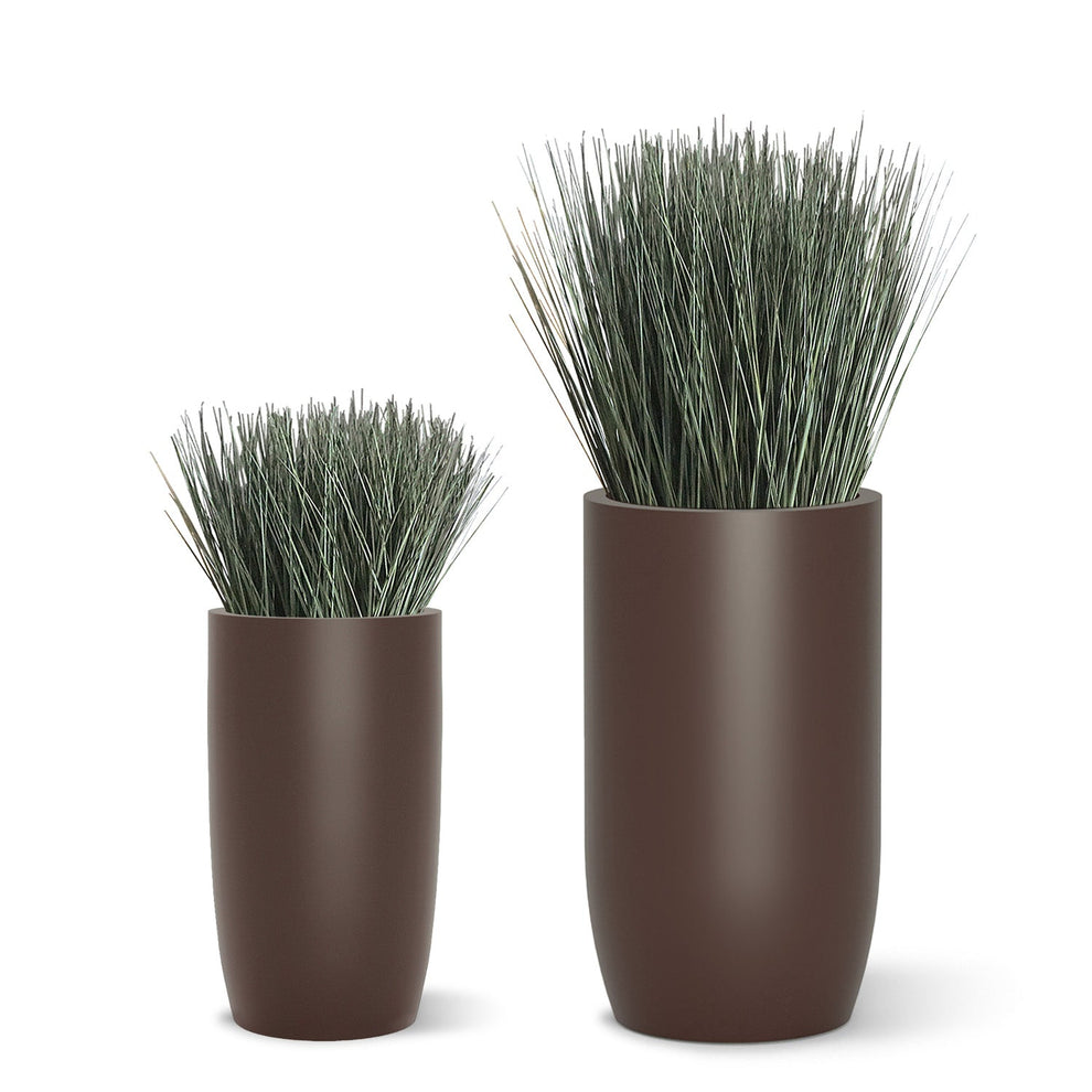 Grass: Cortada Grass in Barrel Planter MD, Brown DK Satin By Gold Leaf | Planters, Troughs & Cachepots | Modishstore - 5