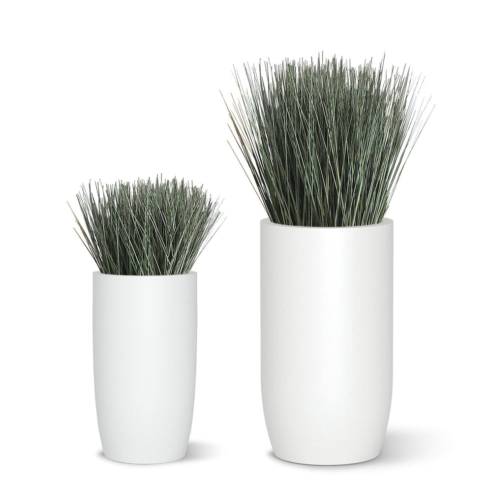Grass: Cortada Grass in Barrel Planter MD, White Satin By Gold Leaf | Planters, Troughs & Cachepots | Modishstore - 3