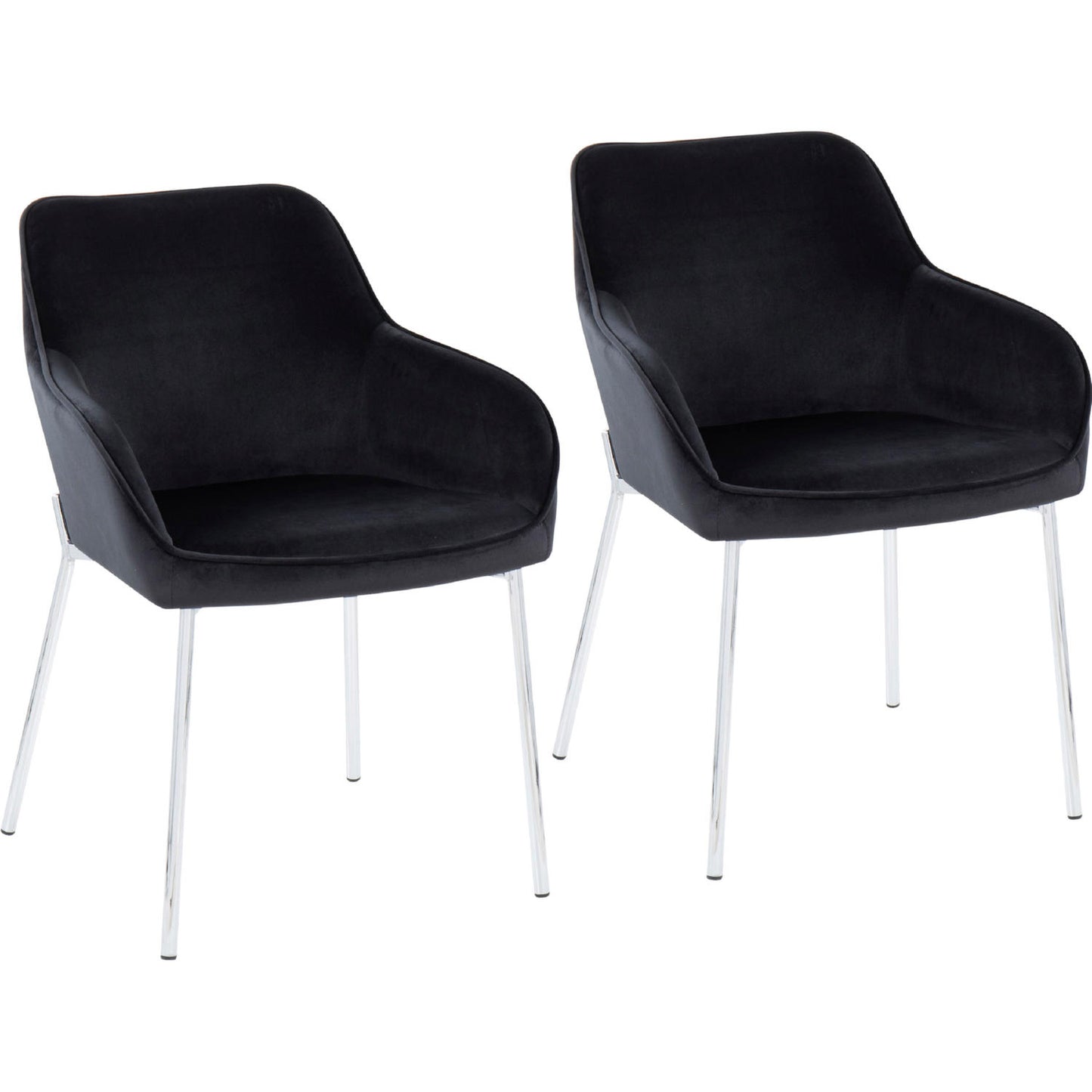 Daniella Dining Chair - Set of 2 Black Velvet By LumiSource | Dining Chairs | Modishstore - 2