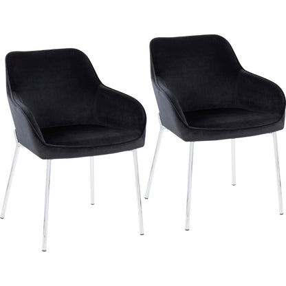 Daniella Dining Chair - Set of 2 Black Velvet By LumiSource | Dining Chairs | Modishstore - 2