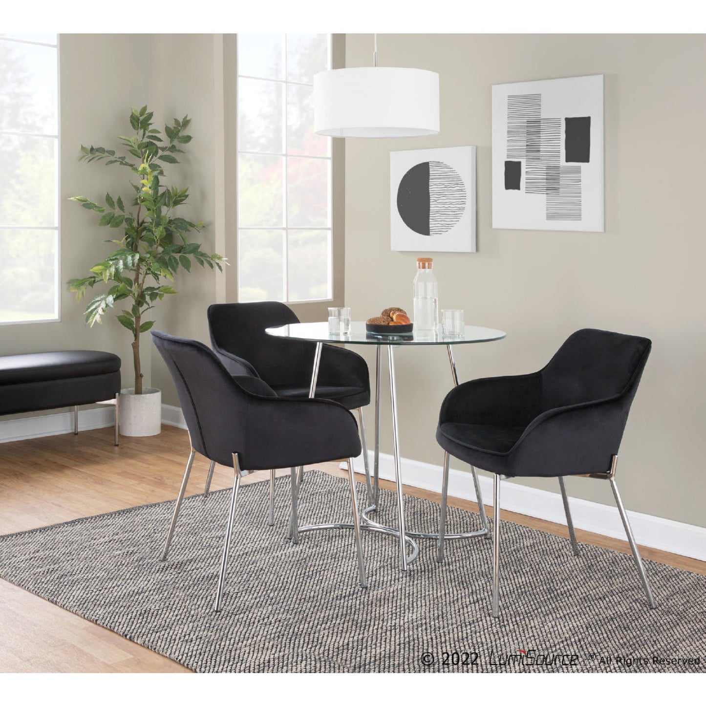 Daniella Dining Chair - Set of 2 Black Velvet By LumiSource | Dining Chairs | Modishstore