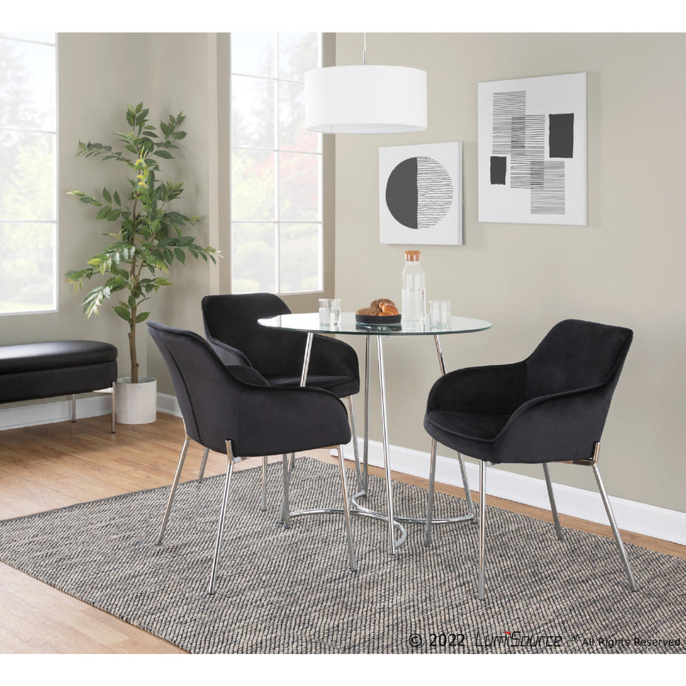 Daniella Dining Chair - Set of 2 Black Velvet By LumiSource | Dining Chairs | Modishstore