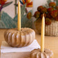 Set Of Two Carved Teakwood Taper Candle Holders By Kalalou