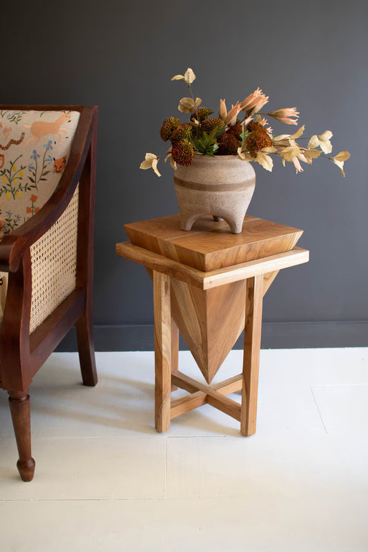 Teakwood Pyramid Side Table By Kalalou