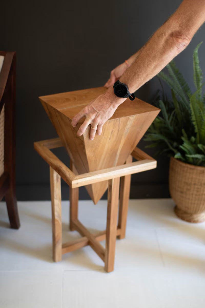 Teakwood Pyramid Side Table By Kalalou
