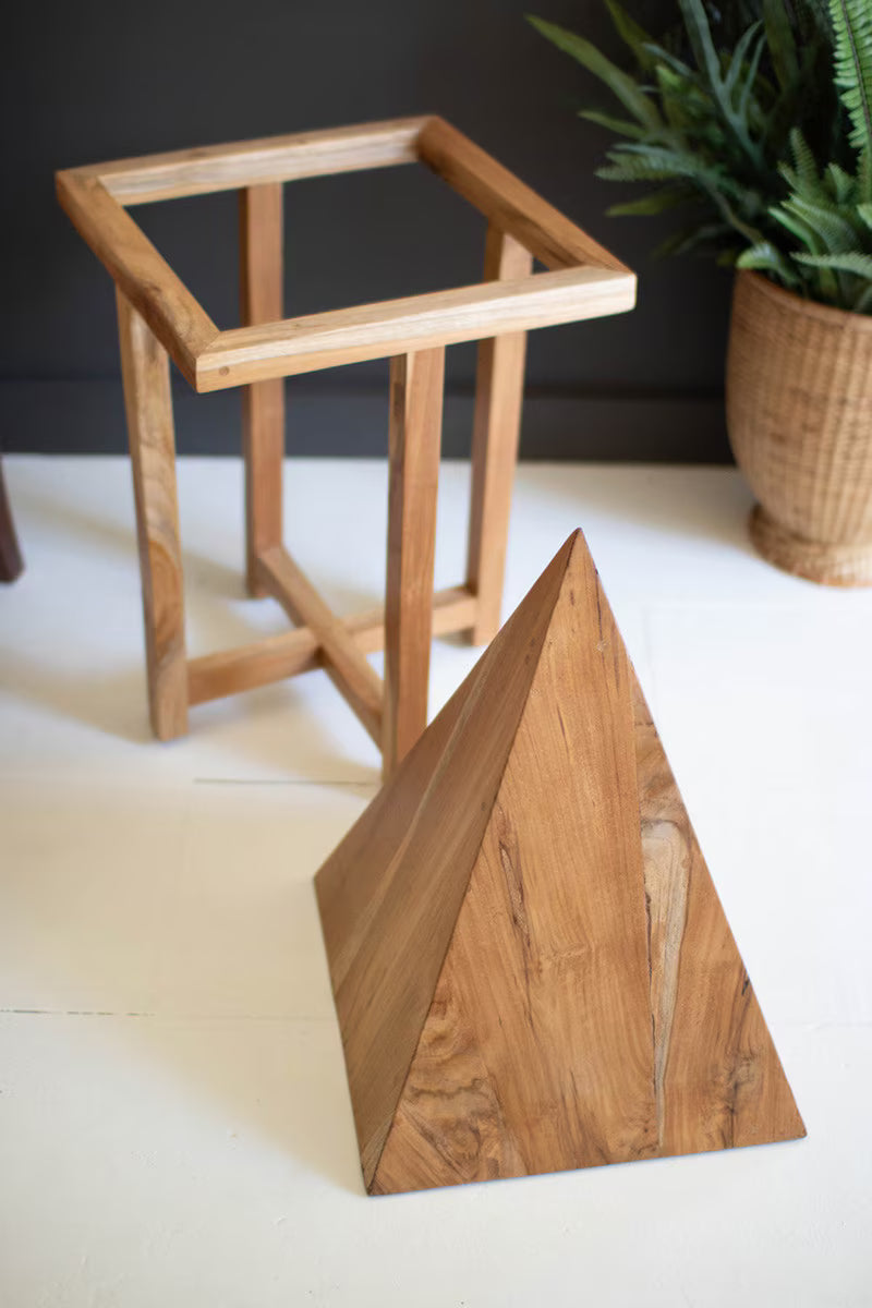 Teakwood Pyramid Side Table By Kalalou