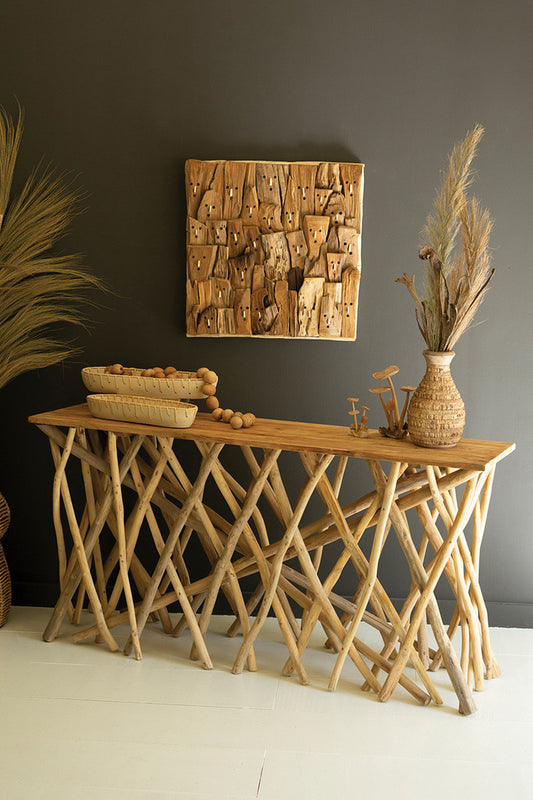Repurposed Teak Wood Branches Console Table By Kalalou | Console Tables | Modishstore
