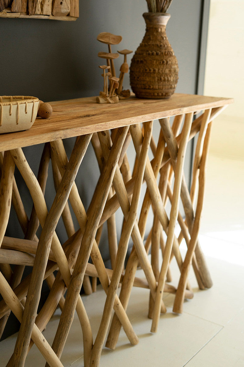 Repurposed Teak Wood Branches Console Table By Kalalou | Console Tables | Modishstore - 4