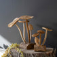 Set Of Two Hand-Carved Teak Wood Mushroom Clusters By Kalalou