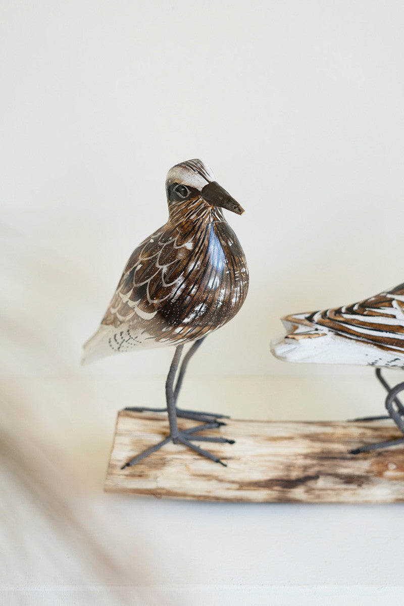 Painted Wooden Shore Birds On A Wooden Base By Kalalou | Animals & Pets | Modishstore - 2