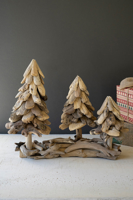 Three Driftwood Christmas Trees On A Base By Kalalou | Christmas Trees | Modishstore