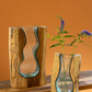 Blown Glass Vase Inside Of Teak Wood - Small By Kalalou | Vases | Modishstore - 3
