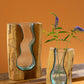 Blown Glass Vase Inside Of Teak Wood - Large By Kalalou | Vases | Modishstore