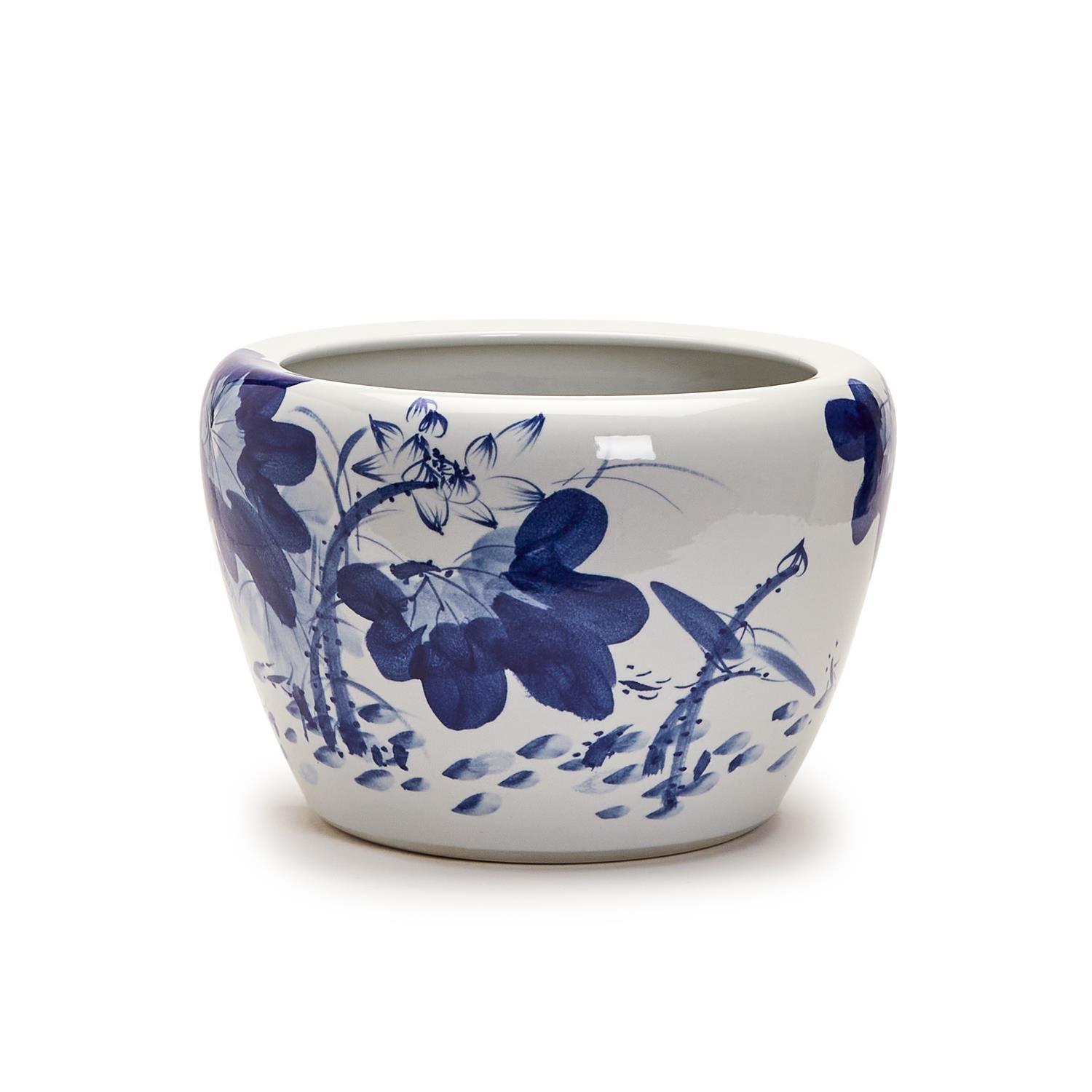 japanese ceramic flower pots Japanese Blue Flower Planter By Tozai Home – Modish Store