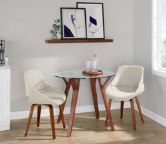 Folia Round Fabrico Dining Set - 3 Piece By LumiSource - DS3-FOLIARNDWLCL+2FBCONLFBWLCR
