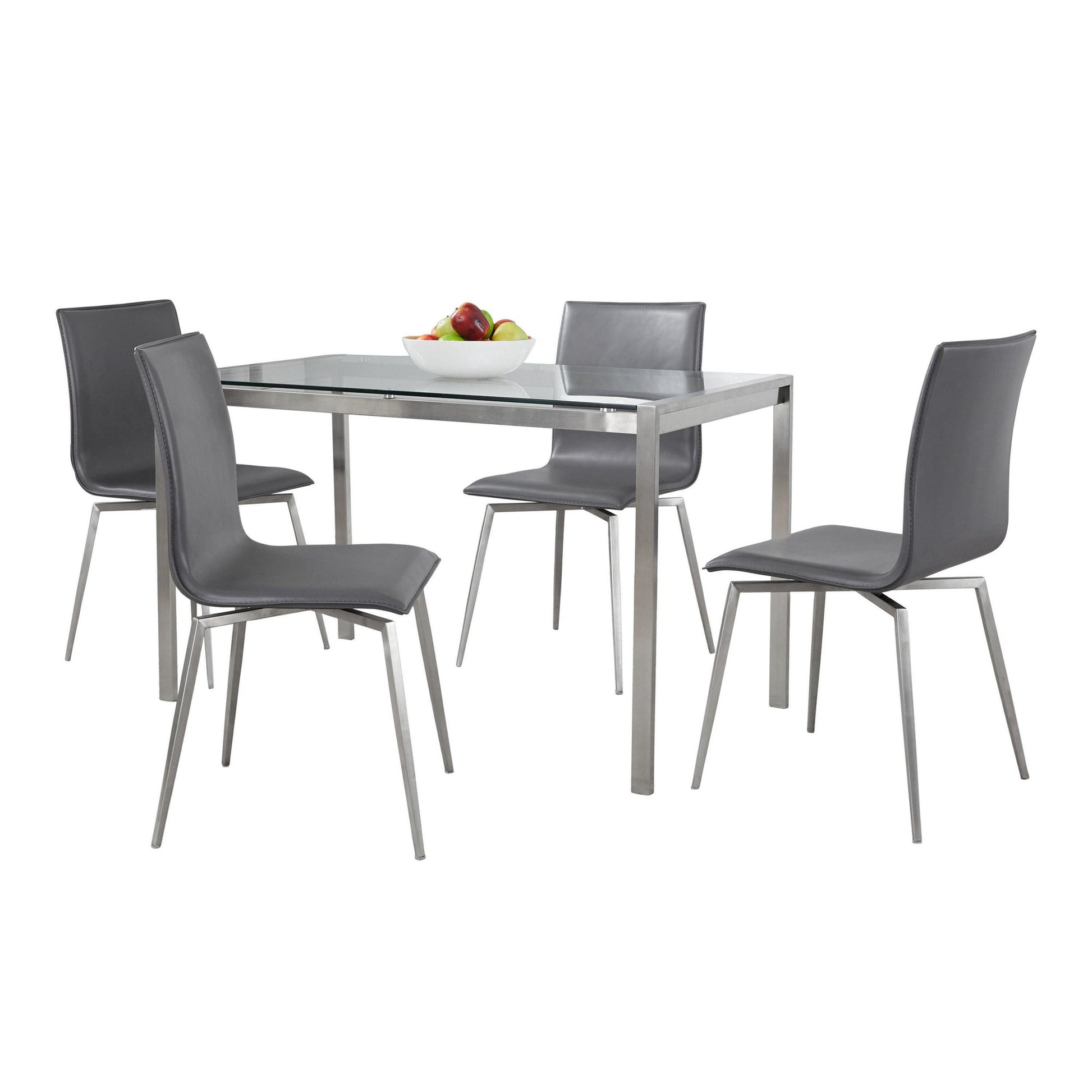 Fuji-Mason Upholstered Swivel Dining Set - 5 Piece By LumiSource - DS5-FUJI47CL+4MSNUPPUSSBK | Dining Sets | Modishstore - 5