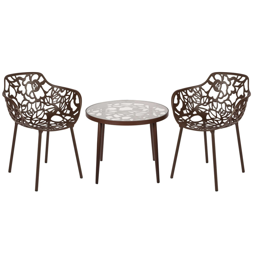 LeisureMod Devon Mid-Century Modern 3-Piece Aluminum Outdoor Patio Dining Set with Tempered Glass Top Table and 2 Stackable
 - DT20CABL2 | Outdoor Dining Sets | Modishstore - 18