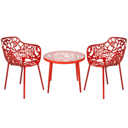 LeisureMod Devon Mid-Century Modern 3-Piece Aluminum Outdoor Patio Dining Set with Tempered Glass Top Table and 2 Stackable
 - DT20CABL2 | Outdoor Dining Sets | Modishstore - 36