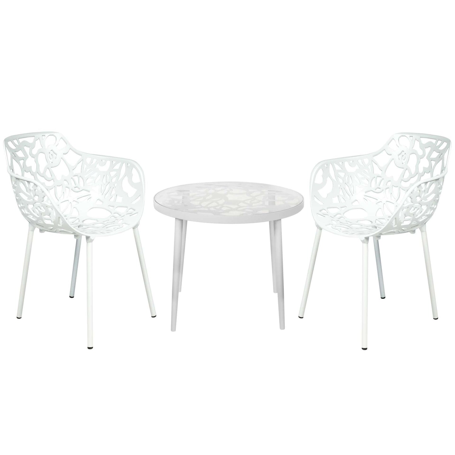 LeisureMod Devon Mid-Century Modern 3-Piece Aluminum Outdoor Patio Dining Set with Tempered Glass Top Table and 2 Stackable
 - DT20CABL2 | Outdoor Dining Sets | Modishstore - 53