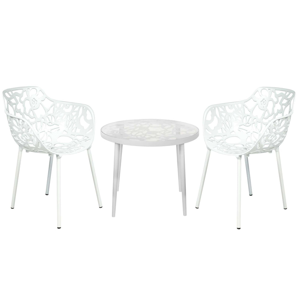 LeisureMod Devon Mid-Century Modern 3-Piece Aluminum Outdoor Patio Dining Set with Tempered Glass Top Table and 2 Stackable
 - DT20CABL2 | Outdoor Dining Sets | Modishstore - 53