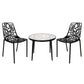 LeisureMod Devon Mid-Century Modern 3-Piece Aluminum Outdoor Patio Dining Set with Tempered Glass Top Table and 2 Stackable
 - DT20CBL | Outdoor Dining Sets | Modishstore - 2